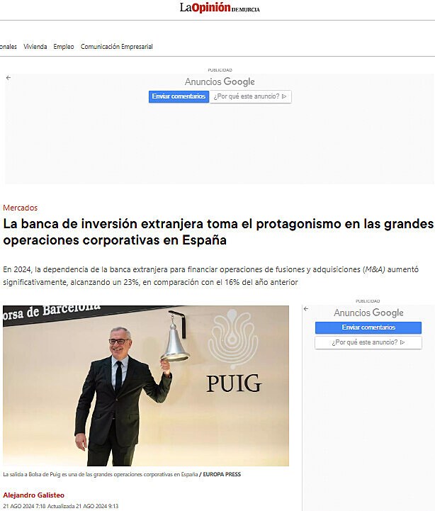 La banca de inversin extranjera toma el protagonismo en las grandes operaciones corporativas en Espaa